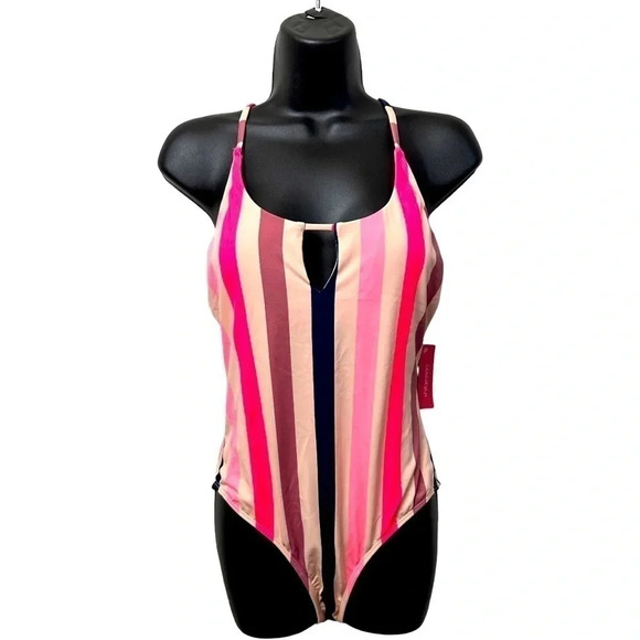 Nwt. Xhilaration Swim One Piece Colorful Stripe Removable Padding Wireless. - Picture 3 of 12